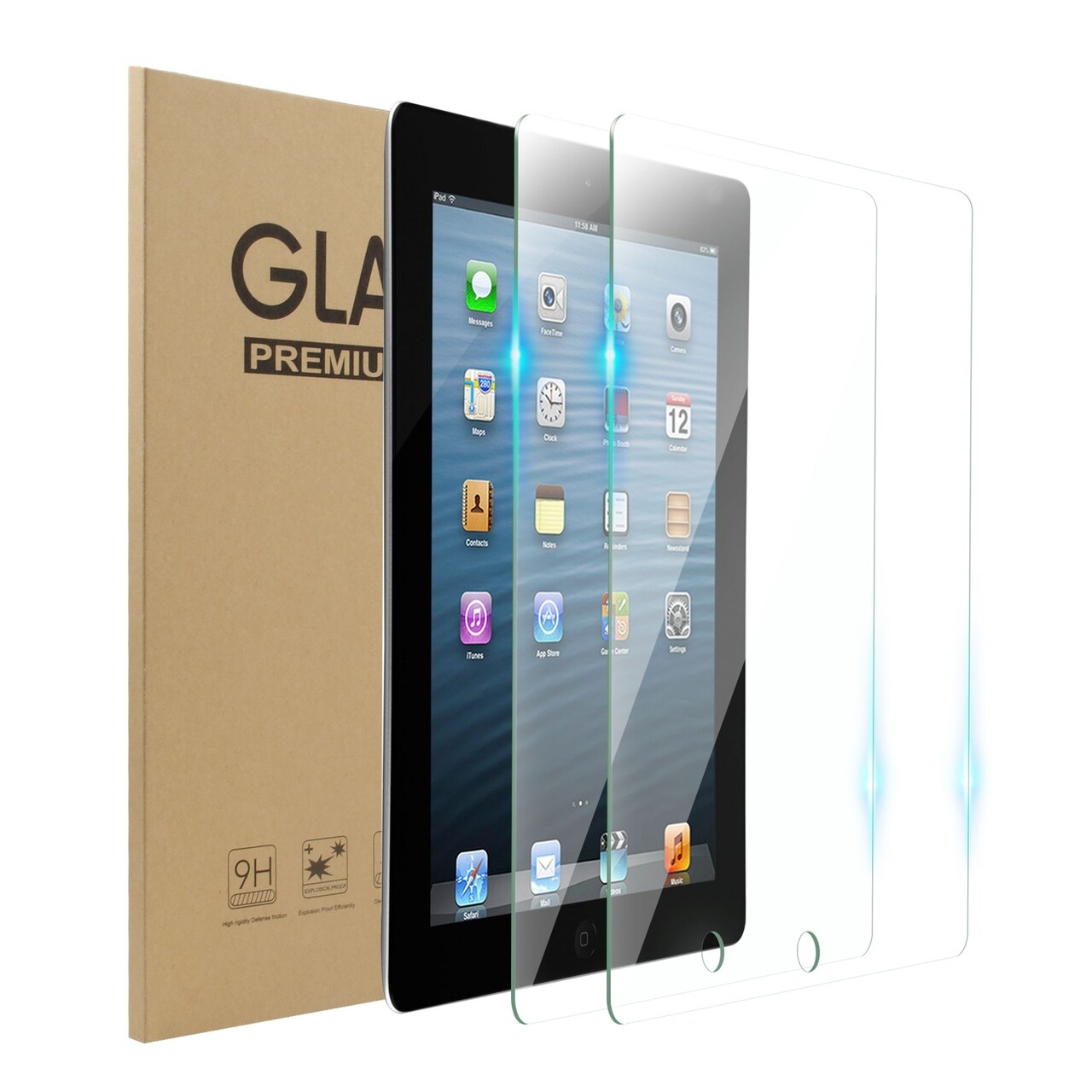 2 Pack Tempered Glass Screen Protector 9.7 inch for iPad 2/3/4 Generation, Anti-Scratch